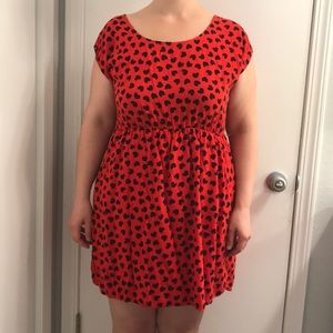 Red Forever 21+ dress with black hearts
